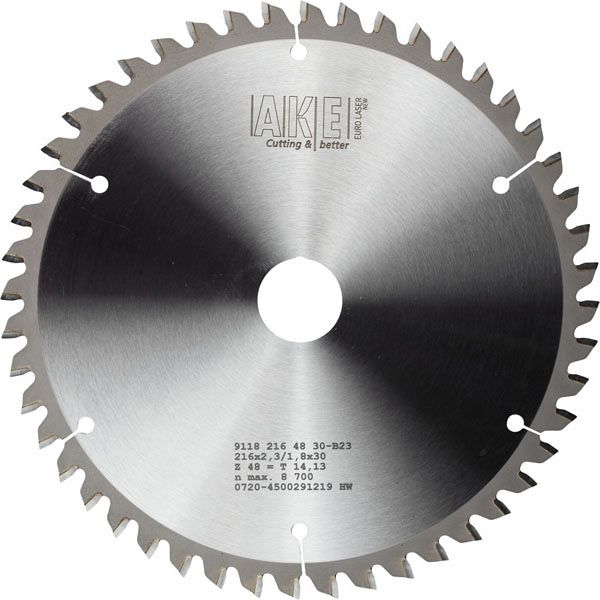 MTR-32 Kreissägeblatt Holz 216 X 2,3/1,8 Z= 48 W Neg.