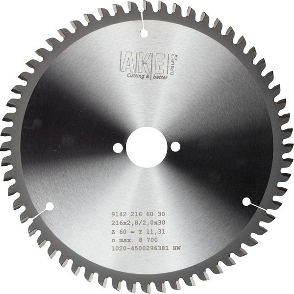 MTR-34 Kreissägeblatt Aluminium 216 X 2,8/2,0 Z=60 TF Neg.